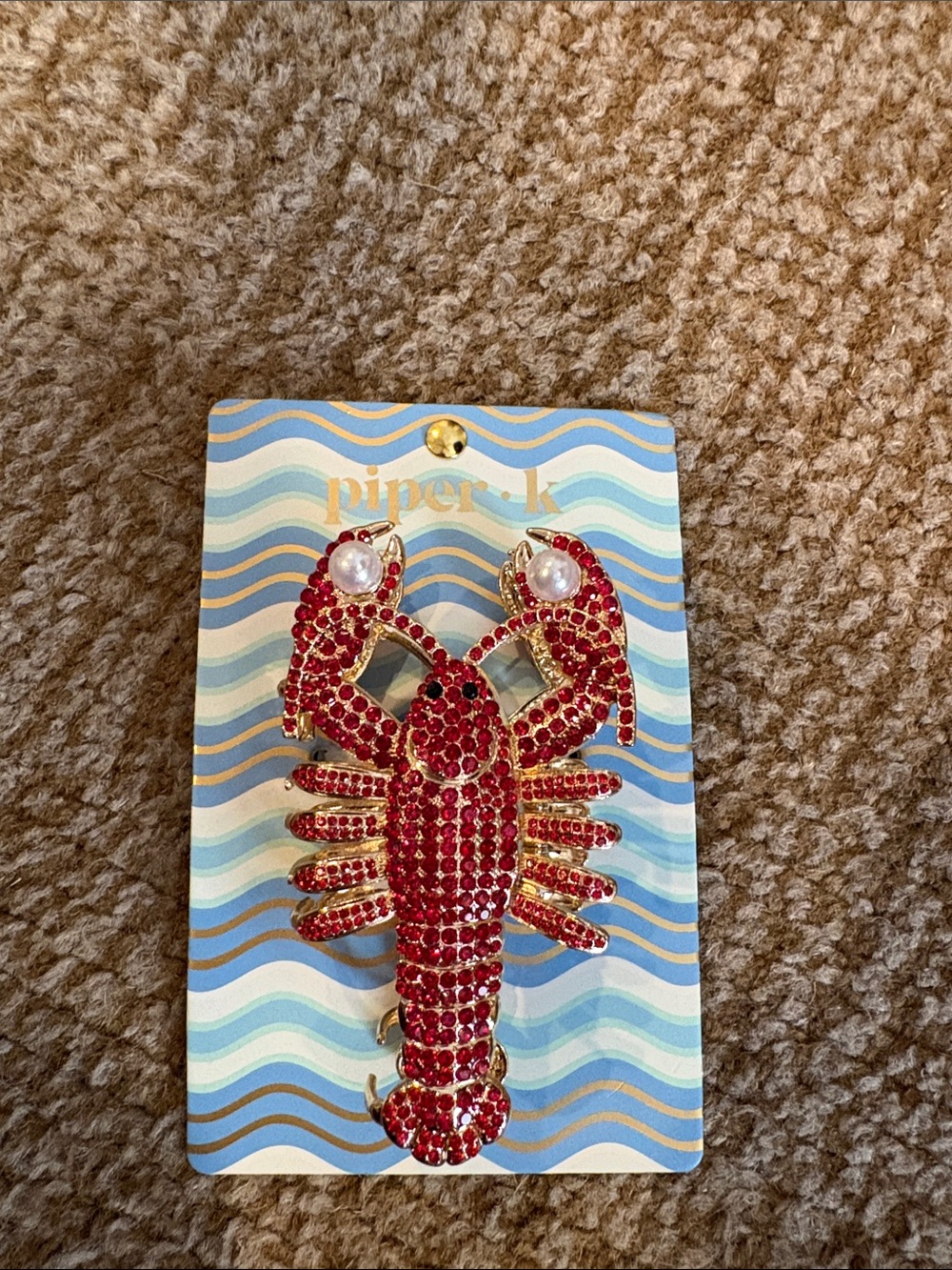 Piper K-. Red Crystal Lobster hair clip